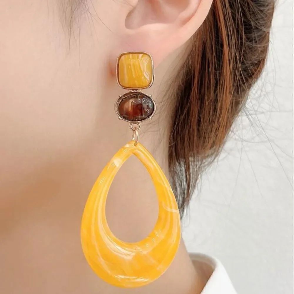Bohemian yellow drop earrings A542